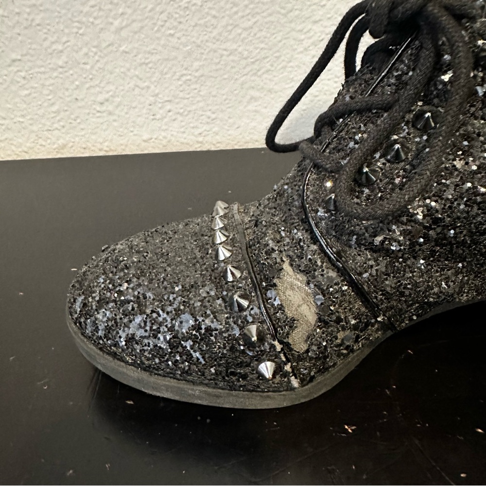 Gianni Bini Black Sparkle Studded Boots - Picture 6 of 16